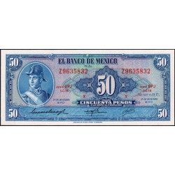 Mexique - Pick 49u - 50 pesos - Série BPJ - Préfixe Z - 19/11/1969 - Etat : NEUF