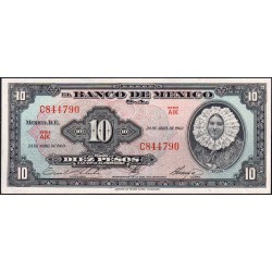 Mexique - Pick 58j - 10 pesos - Série AIK - Préfixe C - 24/04/1963 - Etat : SPL+