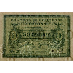 Bayonne - Pirot 21-66 - 50 centimes - Série XVI (16) - 05/05/1920 - Etat : SPL