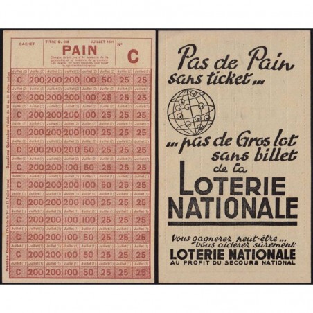 Pain - Titre C102 - Catégorie C - 07/1941 - Etat : NEUF