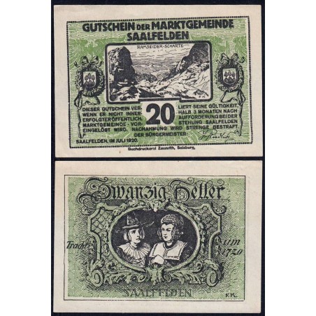 Autriche - Notgeld - Saalfelden - 20 heller - 07/1920 - Etat : SPL