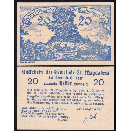 Autriche - Notgeld - St-Magadalena-bei-Linz - 20 heller - 1920 - Etat : NEUF