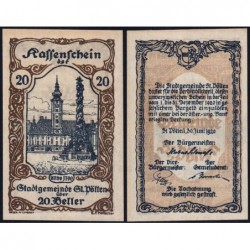 Autriche - Notgeld - St-Pölten - 20 heller - 30/06/1920 - Etat : pr.NEUF