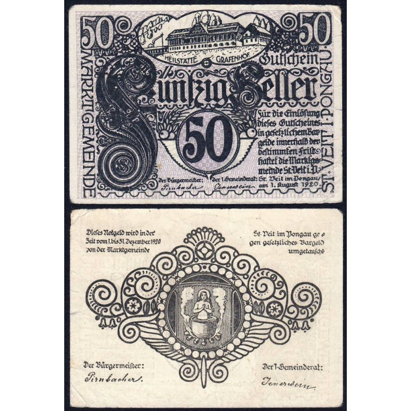 Autriche - Notgeld - St-Veit-im-Ongau - 50 heller - 01/08/1920 - Etat : TB+