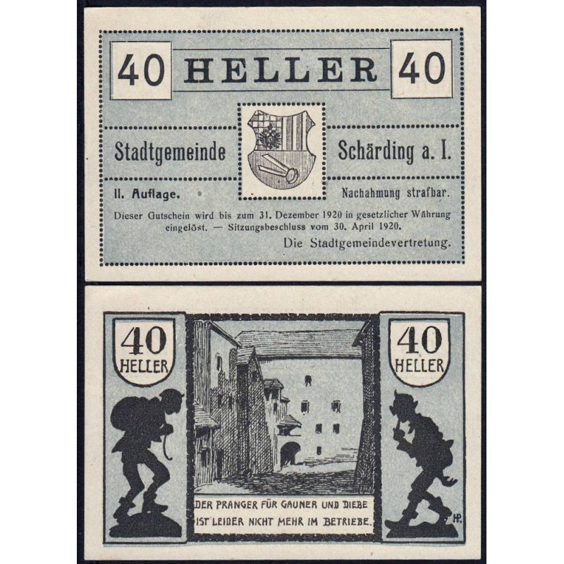 Autriche - Notgeld - Schärding - 40 heller - Type II a - 30/04/1920 - Etat : pr.NEUF