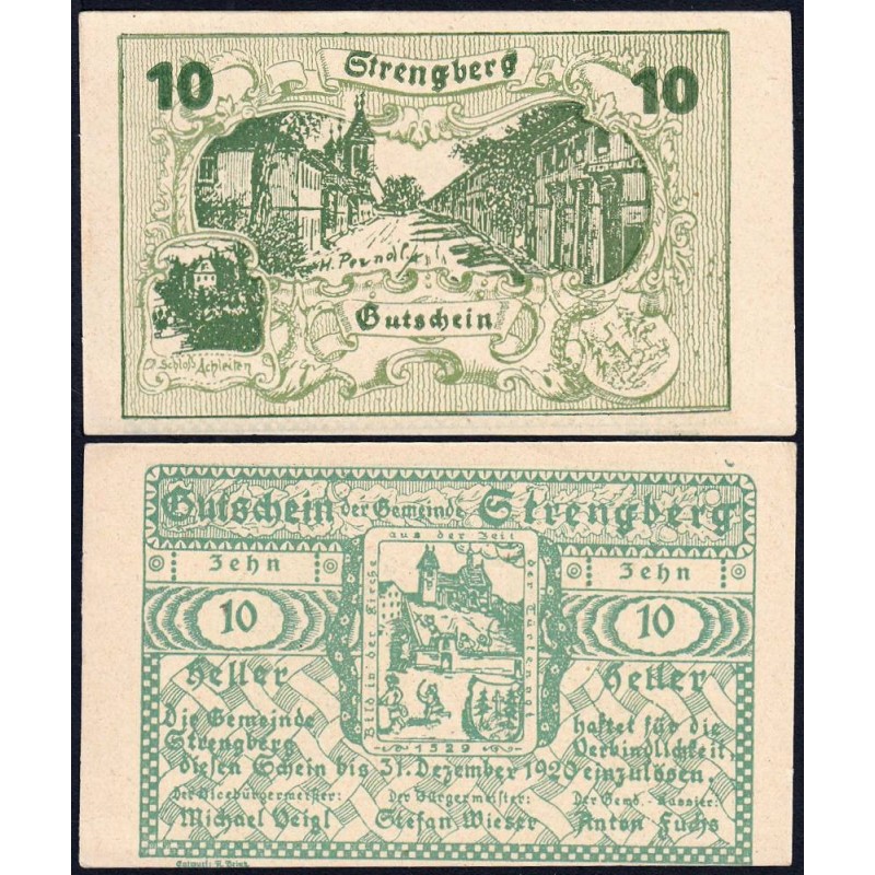 Autriche - Notgeld - Strengberg - 10 heller - 1920 - Etat : SPL