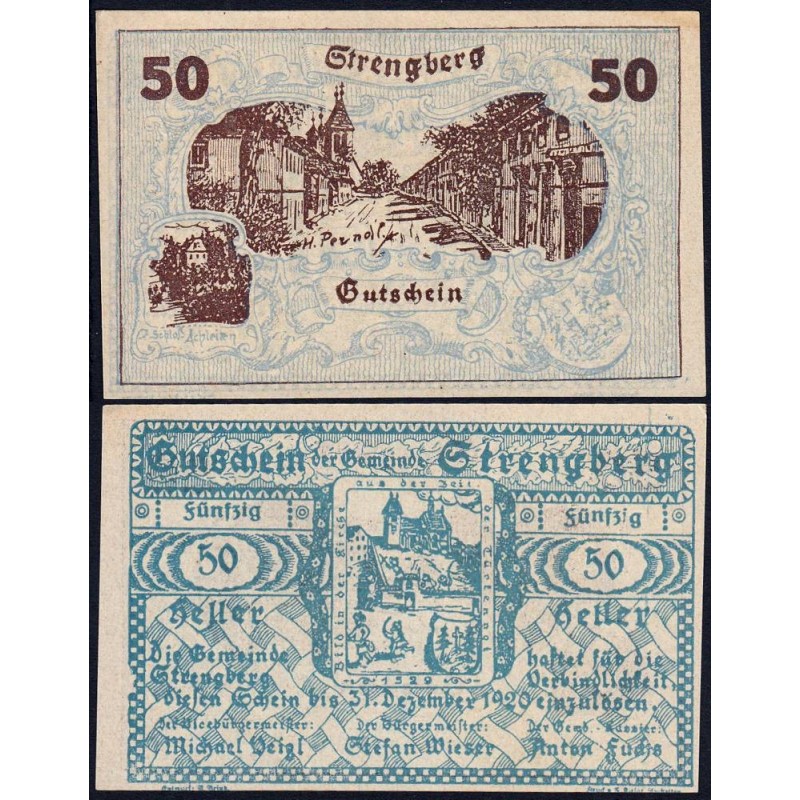 Autriche - Notgeld - Strengberg - 50 heller - 1920 - Etat : NEUF