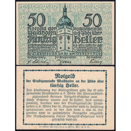 Autriche - Notgeld - Waidhofen-an-der-Ybbs - 50 heller - 01/02/1920 - Etat : SPL