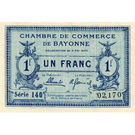 Bayonne - Pirot 21-67 - 1 franc - Série 140 - 05/05/1920 - Etat : SPL