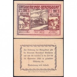 Autriche - Notgeld - Gerersdorf - 20 heller - Type a - 1920 - Etat : SUP+