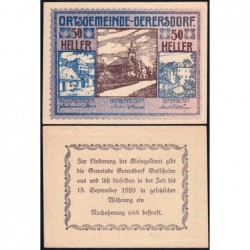 Autriche - Notgeld - Gerersdorf - 50 heller - Type b - 1920 - Etat : SUP+