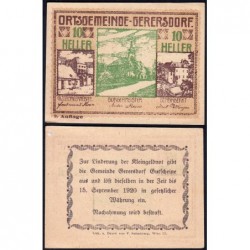 Autriche - Notgeld - Gerersdorf - 10 heller - Type c - 1920 - Etat : SUP