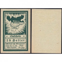 Autriche - Notgeld - Gries-am-Brenner - 75 heller - Type a - 1920 - Etat : NEUF