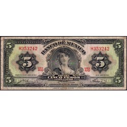 Mexique - Pick 60h - 5 pesos - Série AIQ - Préfixe H - 24/04/1963 - Etat : TB-