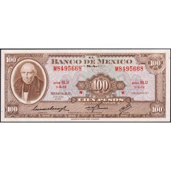 Mexique - Pick 61g - 100 pesos - Série BLU - Préfixe M - 27/06/1972 - Etat : NEUF