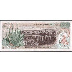 Mexique - Pick 62a - 5 pesos - Série 1B - Préfixe B - 03/12/1969 - Etat : TTB+