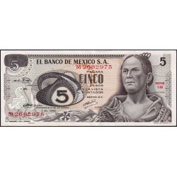 Mexique - Pick 62a - 5 pesos - Série 1M - Préfixe M - 03/12/1969 - Etat : SUP-