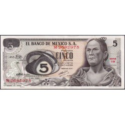 Mexique - Pick 62a - 5 pesos - Série 1M - Préfixe M - 03/12/1969 - Etat : SUP-