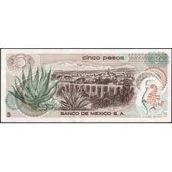 Mexique - Pick 62a - 5 pesos - Série 1M - Préfixe M - 03/12/1969 - Etat : SUP-