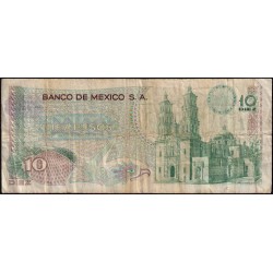 Mexique - Pick 63d_5 - 10 pesos - Série 1BJ - Préfixe J - 03/02/1971 - Etat : TB-