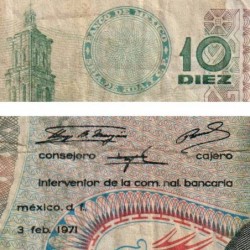 Mexique - Pick 63d_5 - 10 pesos - Série 1BJ - Préfixe J - 03/02/1971 - Etat : TB-