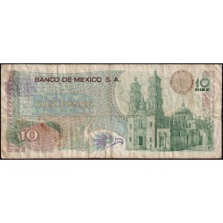 Mexique - Pick 63f_1 - 10 pesos - Série 1BY - Préfixe Y - 18/07/1973 - Etat : TB-