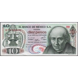 Mexique - Pick 63f_2 - 10 pesos - Série 1CD - Préfixe D - 18/07/1973 - Etat : SUP+
