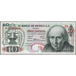 Mexique - Pick 63g_1 - 10 pesos - Série 1CM - Préfixe M - 16/10/1974 - Etat : TTB