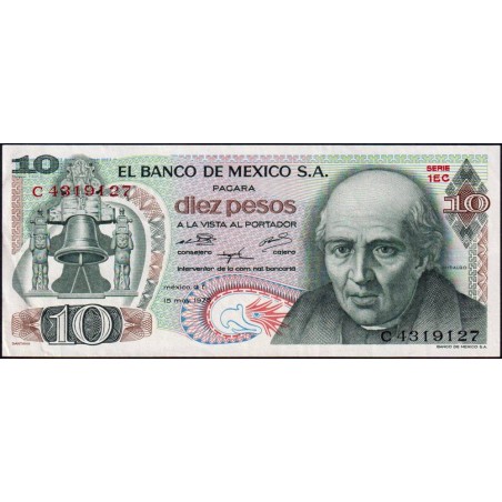 Mexique - Pick 63h_5 - 10 pesos - Série 1EC - Préfixe C - 15/05/1975 - Etat : TTB+