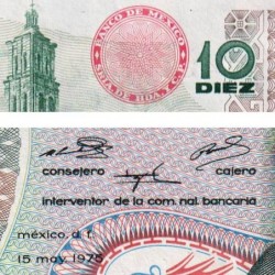 Mexique - Pick 63h_5 - 10 pesos - Série 1EC - Préfixe C - 15/05/1975 - Etat : TTB+