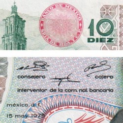 Mexique - Pick 63h_5 - 10 pesos - Série 1EE - Préfixe E - 15/05/1975 - Etat : SPL+