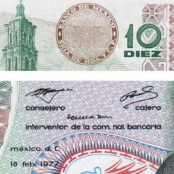 Mexique - Pick 63i_1 - 10 pesos - Série 1EQ - Préfixe Q - 18/02/1977 - Etat : NEUF