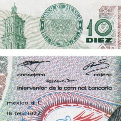 Mexique - Pick 63i_2 - 10 pesos - Série 1ES - Préfixe S - 18/02/1977 - Etat : pr.NEUF