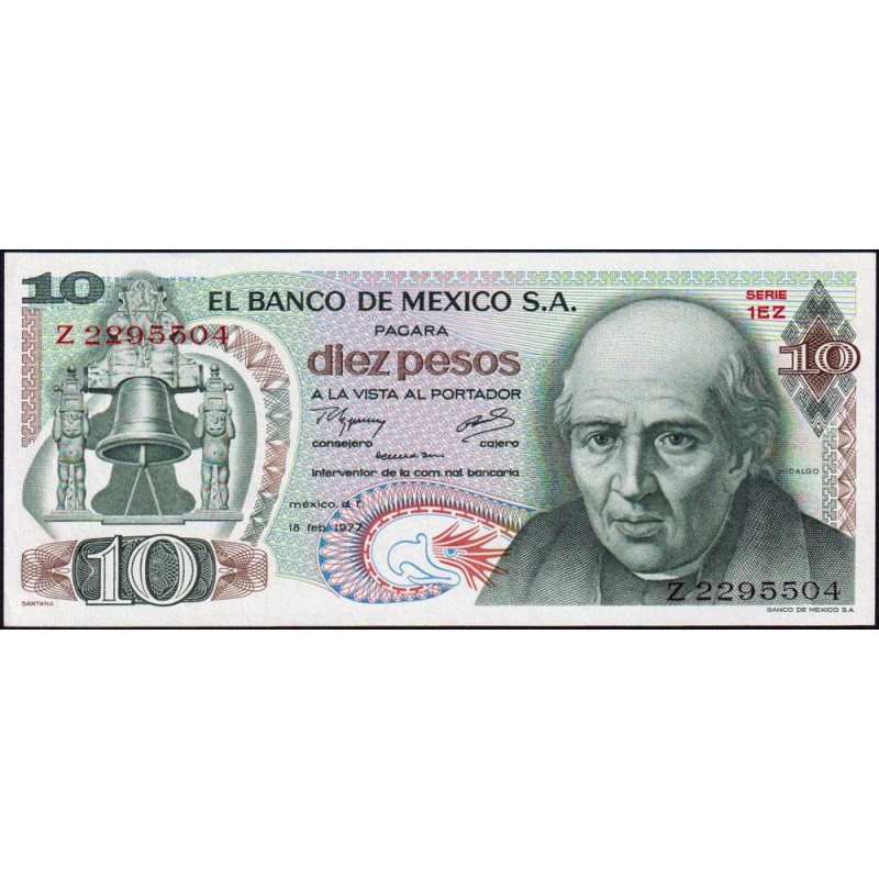 Mexique - Pick 63i_3 - 10 pesos - Série 1EZ - Préfixe Z - 18/02/1977 - Etat : pr.NEUF