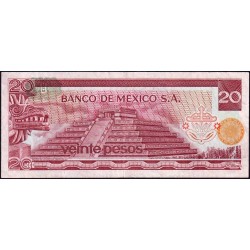 Mexique - Pick 64b_7 - 20 pesos - Série BD - Préfixe D - 18/07/1973 - Etat : TTB