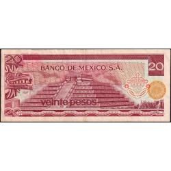 Mexique - Pick 64c_2 - 20 pesos - Série BU - Préfixe U - 08/07/1976 - Etat : TB