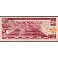 Mexique - Pick 64c_3 - 20 pesos - Série BY - Préfixe Y - 08/07/1976 - Etat : TB