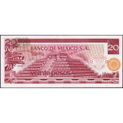Mexique - Pick 64c_3 - 20 pesos - Série CC - Préfixe C - 08/07/1976 - Etat : SPL