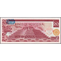 Mexique - Pick 64c_6 - 20 pesos - Série CP - Préfixe P - 08/07/1976 - Etat : SPL+