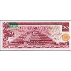 Mexique - Pick 64d_2 - 20 pesos - Série DB - Préfixe B - 08/07/1977 - Etat : NEUF