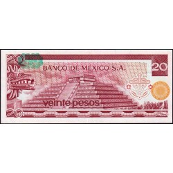 Mexique - Pick 64d_2 - 20 pesos - Série DD - Préfixe D - 08/07/1977 - Etat : SUP+