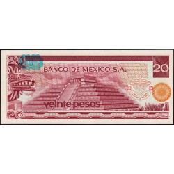 Mexique - Pick 64d_4 - 20 pesos - Série DM - Préfixe M - 08/07/1977 - Etat : pr.NEUF