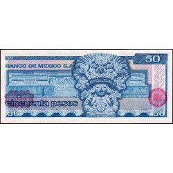Mexique - Pick 65b - 50 pesos - Série DS - Préfixe L - 08/07/1976 - Etat : pr.NEUF