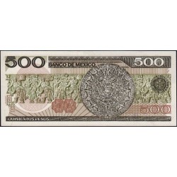 Mexique - Pick 79b - 500 pesos - Série EC - Préfixe D - 07/08/1984 - Etat : SPL