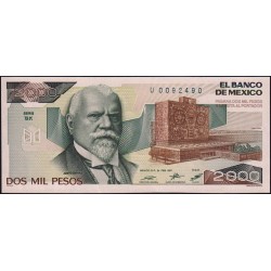 Mexique - Pick 86b - 2'000 pesos - Série BK - Préfixe U - 24/02/1987 - Etat : SPL