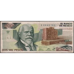 Mexique - Pick 86b - 2'000 pesos - Série CV - Préfixe E - 24/02/1987 - Etat : TB+