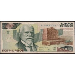 Mexique - Pick 86c - 2'000 pesos - Série DG - Préfixe S - 28/03/1989 - Etat : TB+