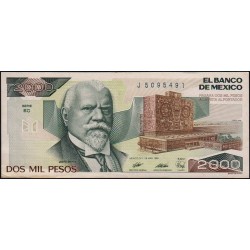 Mexique - Pick 86c - 2'000 pesos - Série EC - Préfixe J - 28/03/1989 - Etat : TTB+