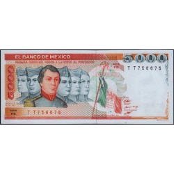 Mexique - Pick 87 - 5'000 pesos - Série FE - Préfixe T - 19/07/1985 - Etat : NEUF