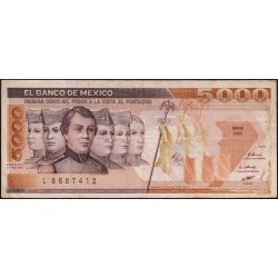 Mexique - Pick 88b - 5'000 pesos - Série HH - Préfixe L - 24/02/1987 - Etat : TB